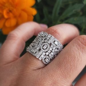Luxurious European style statement ring adjustable size 18k gold plated …